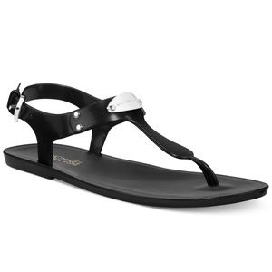 MICHAEL KORS Silver Plate Black Jelly Sandals 8